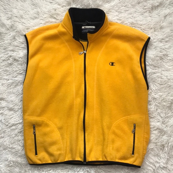 Champion Other - Champion Y2K Fleece Full Zip Vest Yellow Size 2XL